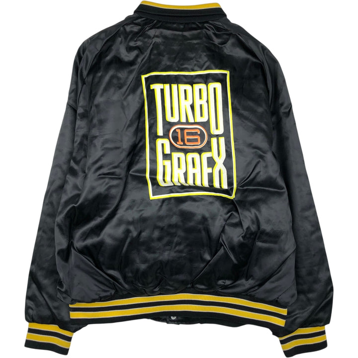 ~90'S ARISTO JAC Collared Nylon Stadium Jacket Award Jacket Varsity Jacket Made in USA Men's XXL equivalent Nylon black type Vintage Second Hand