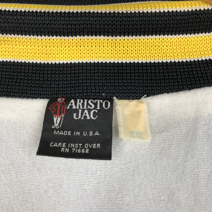 ~90'S ARISTO JAC Collared Nylon Stadium Jacket Award Jacket Varsity Jacket Made in USA Men's XXL equivalent Nylon black type Vintage Second Hand