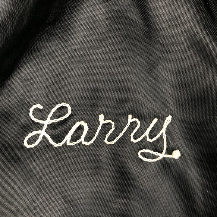 ~90'S ARISTO JAC Collared Nylon Stadium Jacket Award Jacket Varsity Jacket Made in USA Men's XXL equivalent Nylon black type Vintage Second Hand