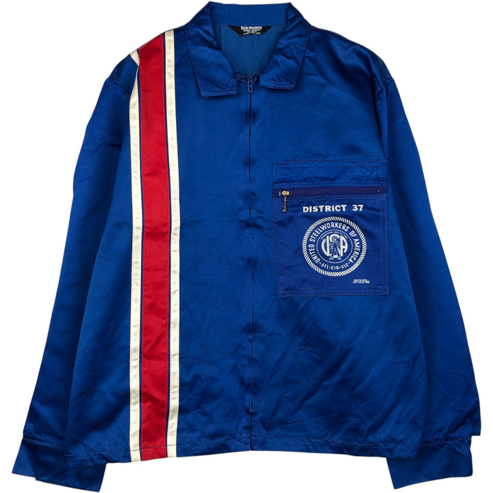 1970'S Bob Hadley Collared Windbreaker Racing Jacket, Men's Size L (approx.), Vintage unclear blue type Vintage Second Hand