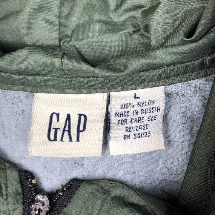 Special discounted price due to minor imperfections: 90'S Gap (Old Gap) ripstop anorak jacket, made in Russia, men's size L equivalent, vintage. Nylon Khaki type Vintage Second Hand