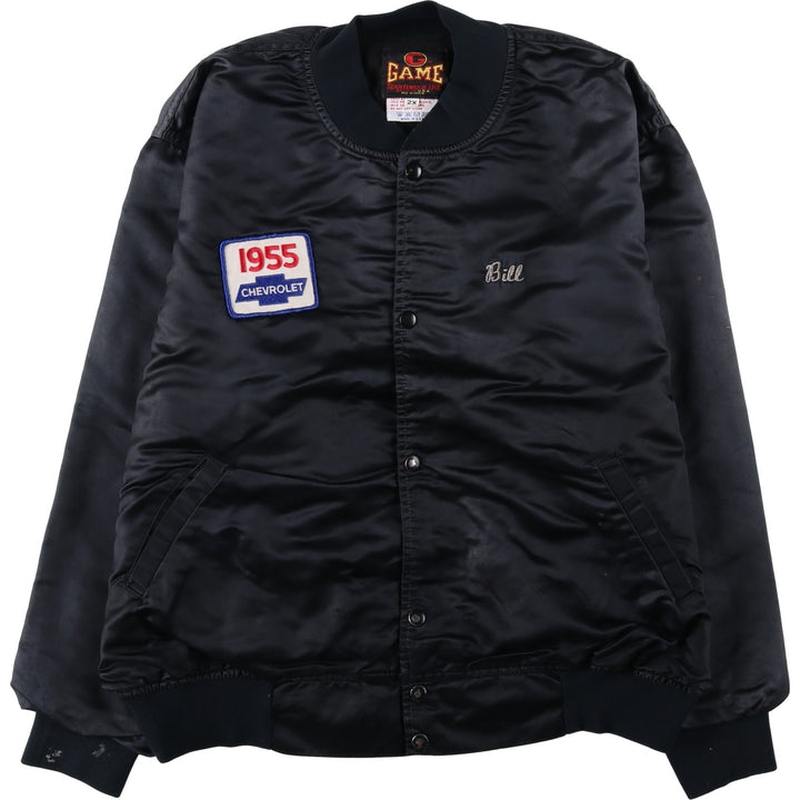 90'S GAME CHEVROLET Nylon Varsity Jacket Award Jacket Made in USA Men's XXL equivalent Vintage Nylon black type Vintage Second Hand
