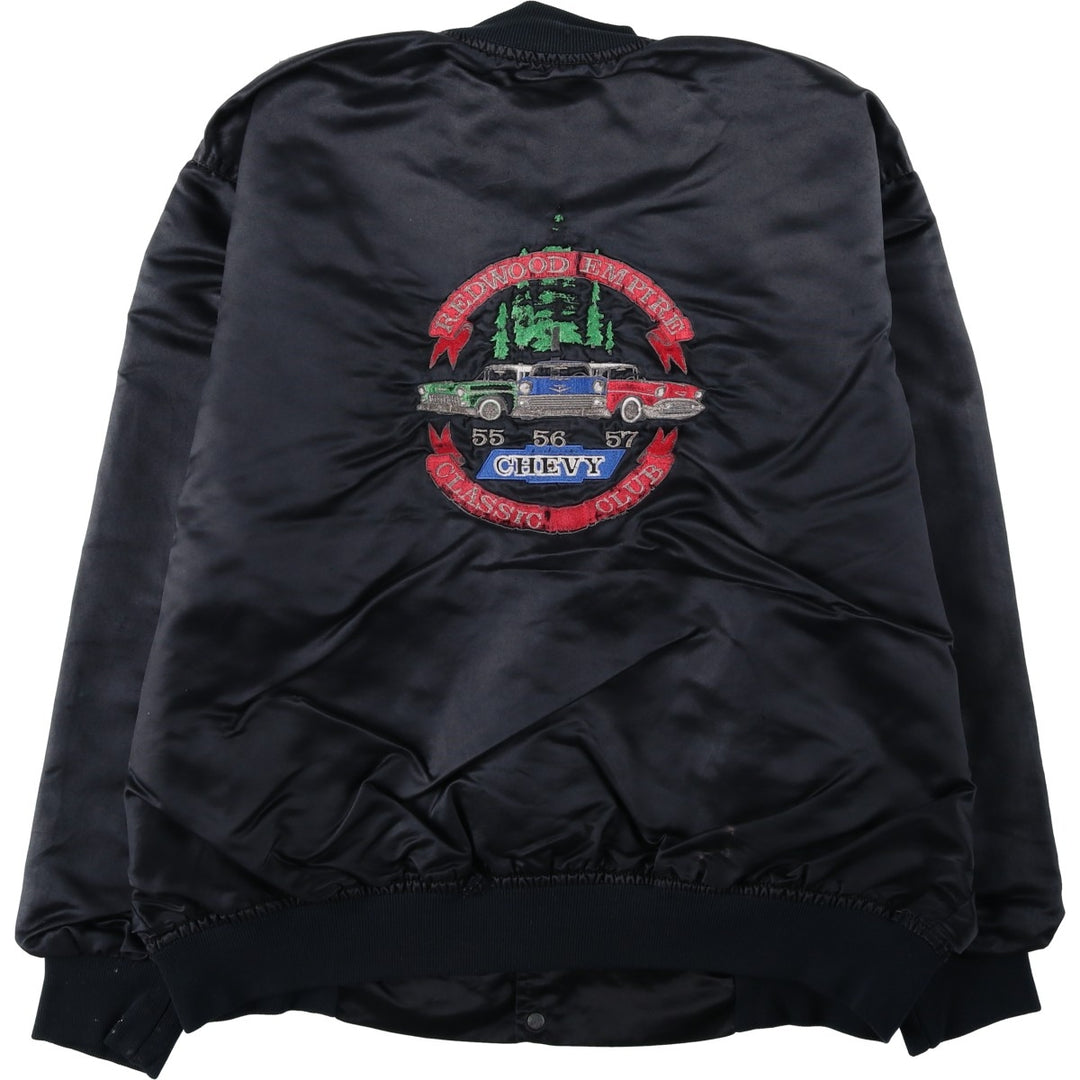 90'S GAME CHEVROLET Nylon Varsity Jacket Award Jacket Made in USA Men's XXL equivalent Vintage Nylon black type Vintage Second Hand