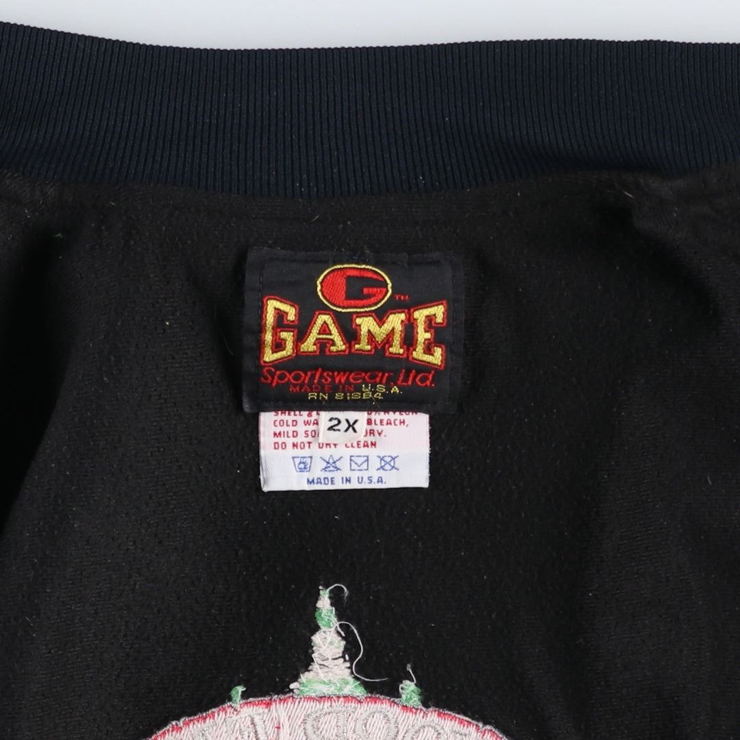 90'S GAME CHEVROLET Nylon Varsity Jacket Award Jacket Made in USA Men's XXL equivalent Vintage Nylon black type Vintage Second Hand
