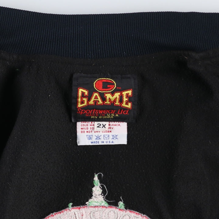 90'S GAME CHEVROLET Nylon Varsity Jacket Award Jacket Made in USA Men's XXL equivalent Vintage Nylon black type Vintage Second Hand