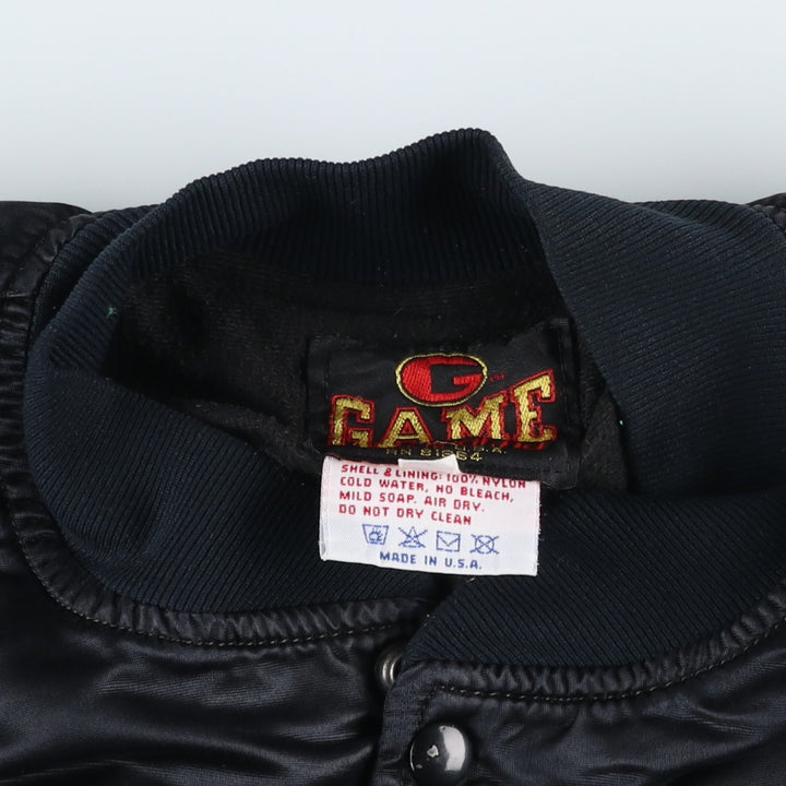 90'S GAME CHEVROLET Nylon Varsity Jacket Award Jacket Made in USA Men's XXL equivalent Vintage Nylon black type Vintage Second Hand