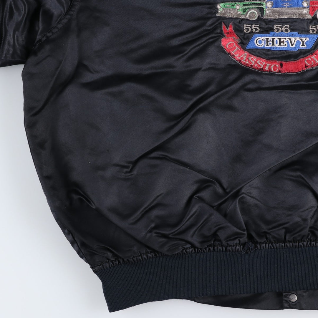 90'S GAME CHEVROLET Nylon Varsity Jacket Award Jacket Made in USA Men's XXL equivalent Vintage Nylon black type Vintage Second Hand