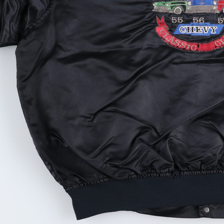 90'S GAME CHEVROLET Nylon Varsity Jacket Award Jacket Made in USA Men's XXL equivalent Vintage Nylon black type Vintage Second Hand