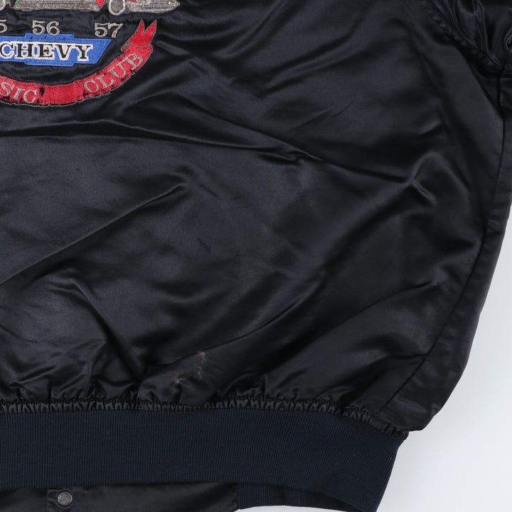 90'S GAME CHEVROLET Nylon Varsity Jacket Award Jacket Made in USA Men's XXL equivalent Vintage Nylon black type Vintage Second Hand