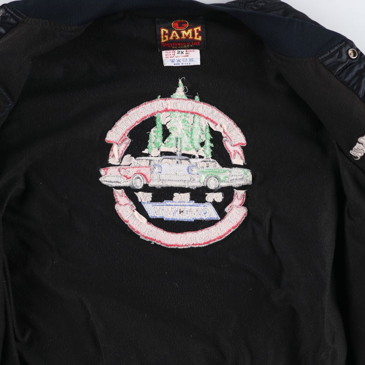 90'S GAME CHEVROLET Nylon Varsity Jacket Award Jacket Made in USA Men's XXL equivalent Vintage Nylon black type Vintage Second Hand