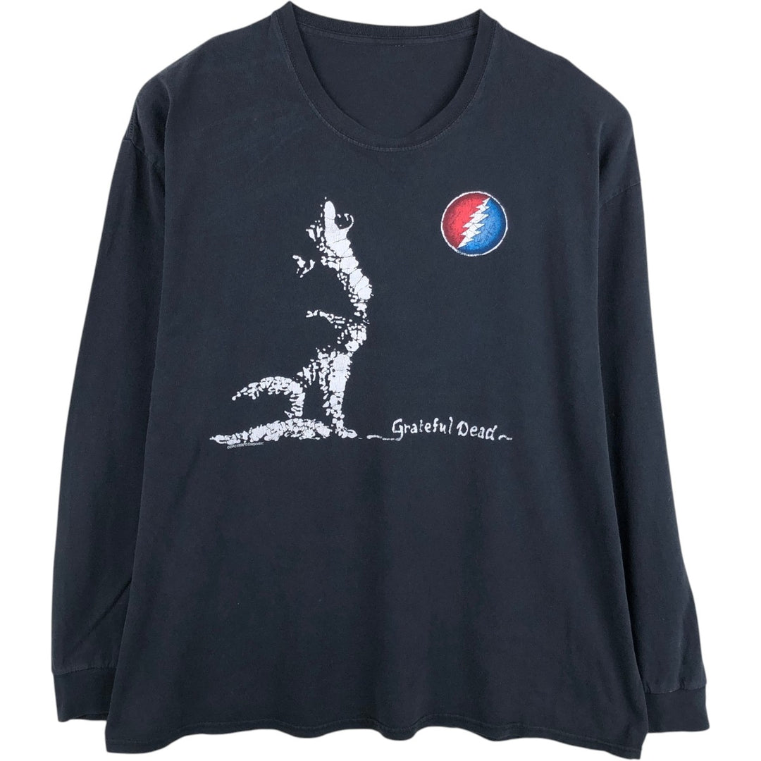 GRATEFUL DEAD Wolf Pattern Long-Sleeve Band T-Shirt (Men's XXL equivalent) unclear black type Vintage Second Hand
