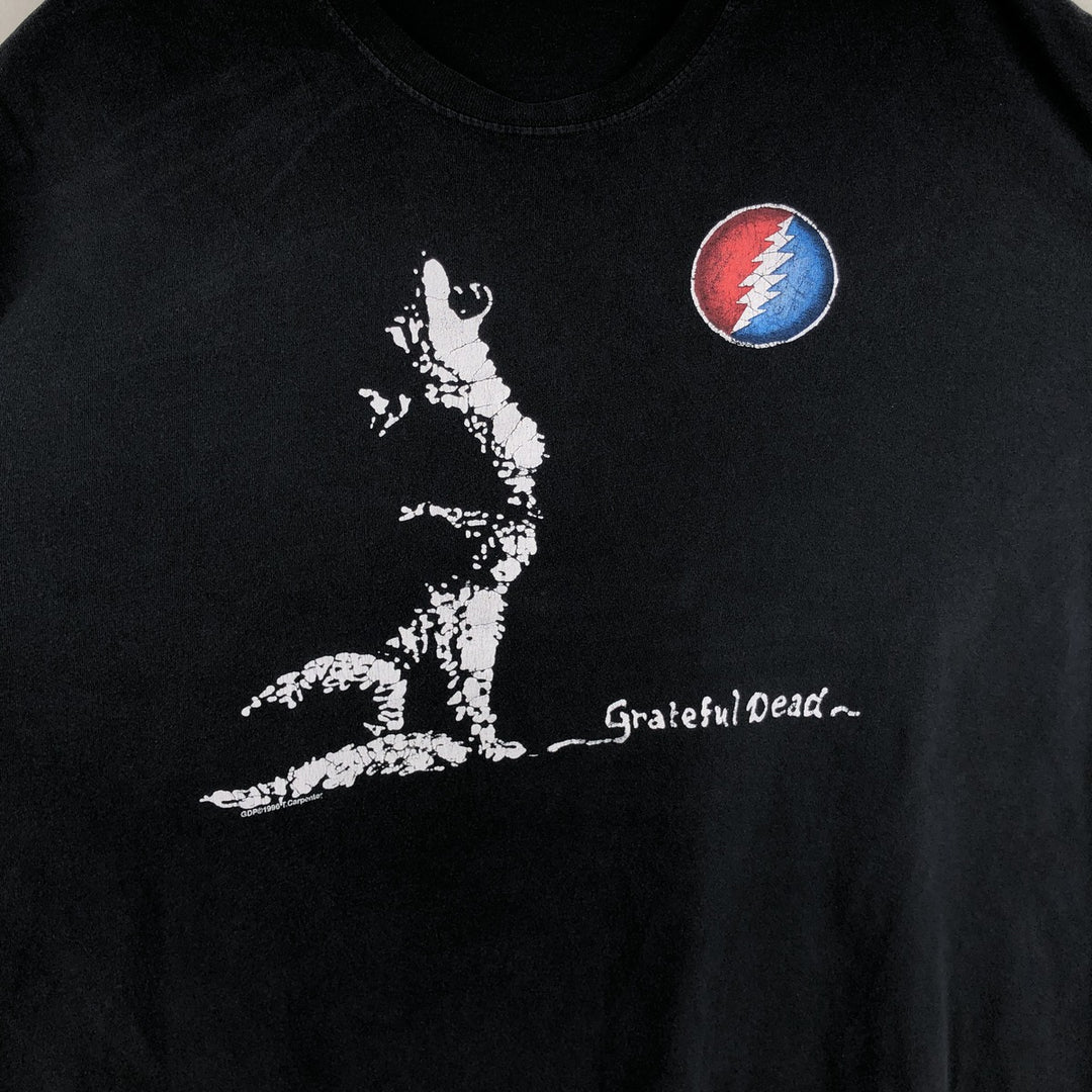 GRATEFUL DEAD Wolf Pattern Long-Sleeve Band T-Shirt (Men's XXL equivalent) unclear black type Vintage Second Hand