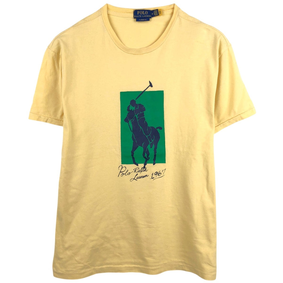 Ralph Lauren POLO RALPH LAUREN CLASSIC FIT Large Logo Short-Sleeve Logo T-Shirt (Men's Size M) cotton yellow type Vintage Second Hand