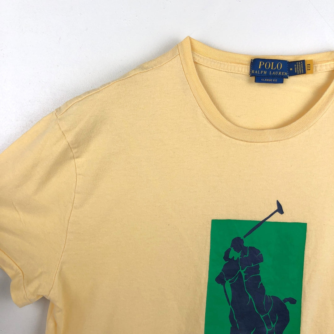 Ralph Lauren POLO RALPH LAUREN CLASSIC FIT Large Logo Short-Sleeve Logo T-Shirt (Men's Size M) cotton yellow type Vintage Second Hand