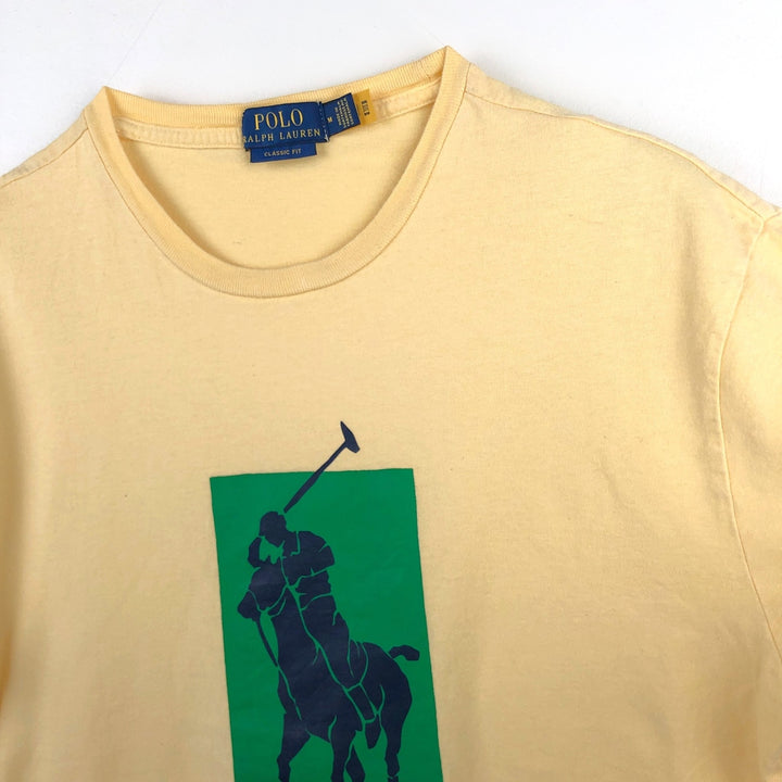 Ralph Lauren POLO RALPH LAUREN CLASSIC FIT Large Logo Short-Sleeve Logo T-Shirt (Men's Size M) cotton yellow type Vintage Second Hand