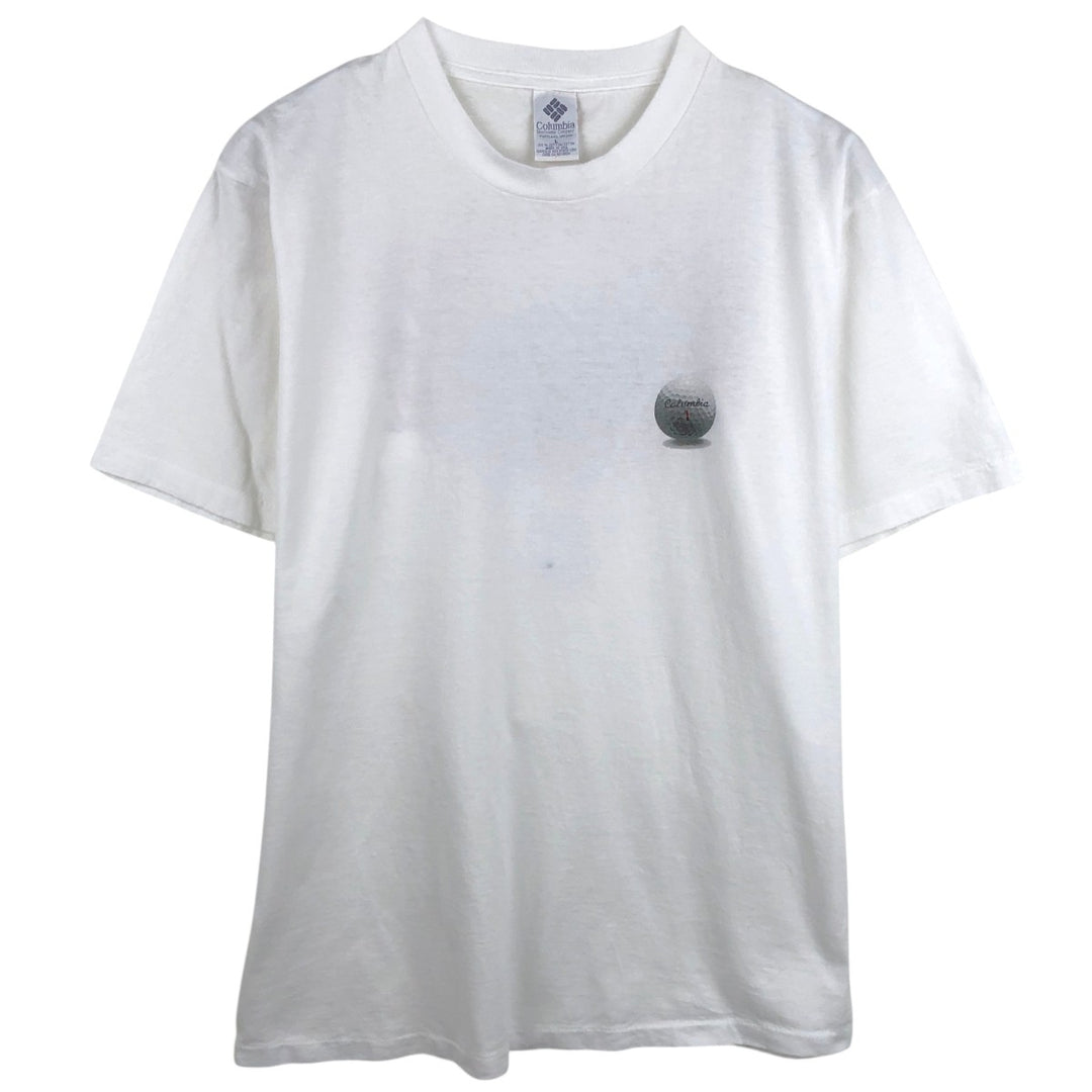 90'S Columbia Short-Sleeve Printed T-Shirt, Made in USA, Men's Size L (Equivalent), Vintage cotton white type Vintage Second Hand