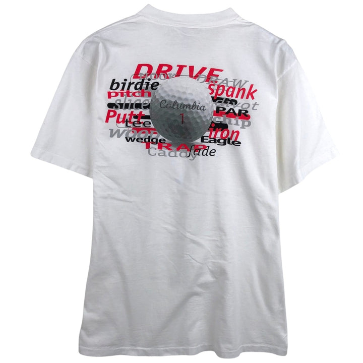 90'S Columbia Short-Sleeve Printed T-Shirt, Made in USA, Men's Size L (Equivalent), Vintage cotton white type Vintage Second Hand