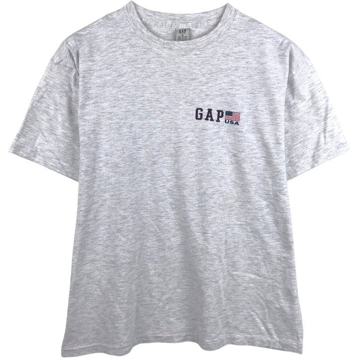 90'S GAP Old Gap American flag pattern short-sleeved T-shirt with one-point logo, made in USA, men's size M equivalent, vintage. cotton gray type Vintage Second Hand