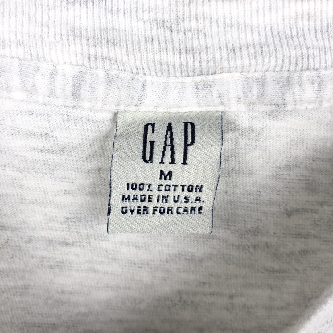 90'S GAP Old Gap American flag pattern short-sleeved T-shirt with one-point logo, made in USA, men's size M equivalent, vintage. cotton gray type Vintage Second Hand