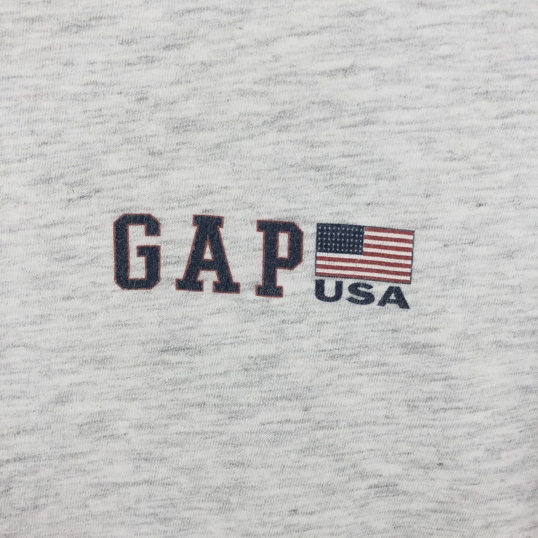 90'S GAP Old Gap American flag pattern short-sleeved T-shirt with one-point logo, made in USA, men's size M equivalent, vintage. cotton gray type Vintage Second Hand