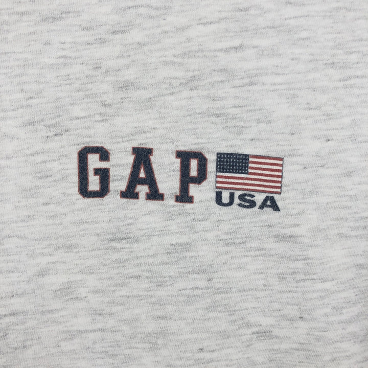 90'S GAP Old Gap American flag pattern short-sleeved T-shirt with one-point logo, made in USA, men's size M equivalent, vintage. cotton gray type Vintage Second Hand