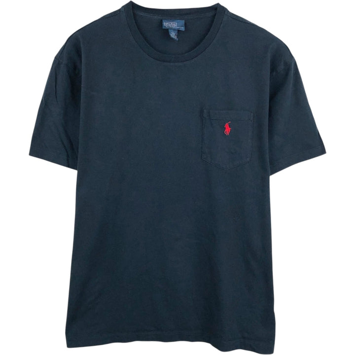 Ralph Lauren POLO by Ralph Lauren Short Sleeve One Point Logo Pocket T-Shirt Men's L cotton navy blue type Vintage Second Hand