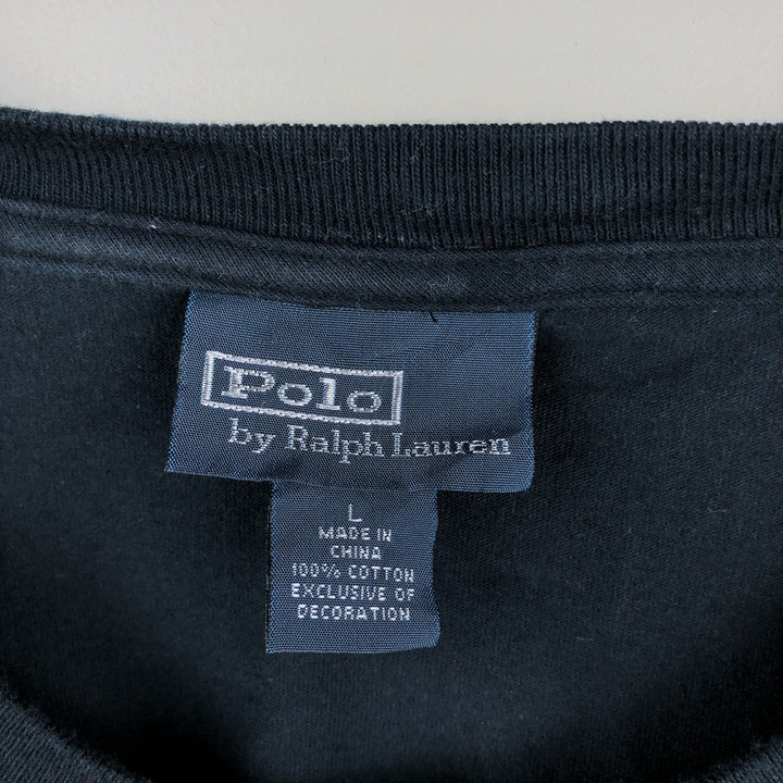 Ralph Lauren POLO by Ralph Lauren Short Sleeve One Point Logo Pocket T-Shirt Men's L cotton navy blue type Vintage Second Hand