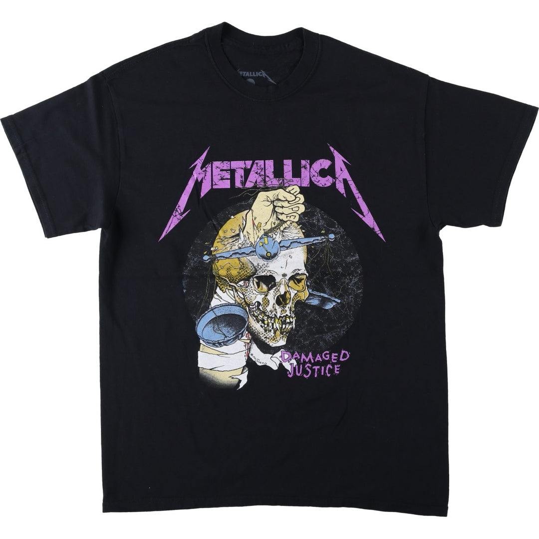METALLICA Skull Pattern Band T-shirt Band Tee Men's M size cotton black type Vintage Second Hand