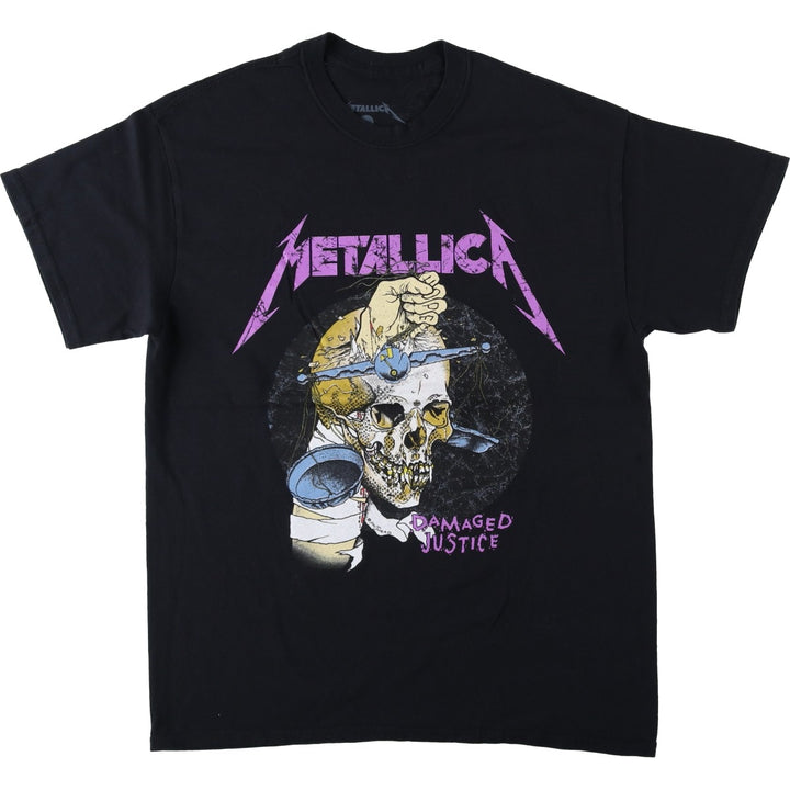 METALLICA Skull Pattern Band T-shirt Band Tee Men's M size cotton black type Vintage Second Hand