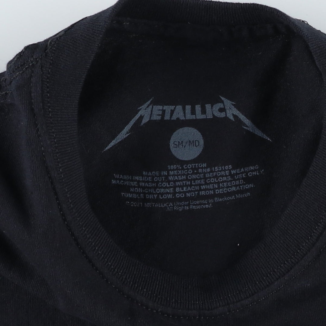 METALLICA Skull Pattern Band T-shirt Band Tee Men's M size cotton black type Vintage Second Hand
