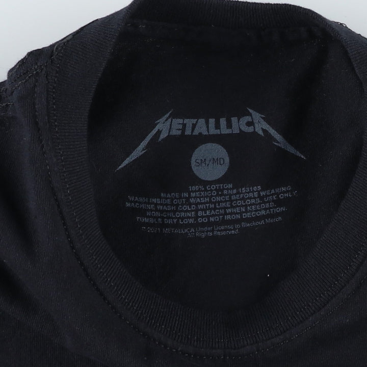 METALLICA Skull Pattern Band T-shirt Band Tee Men's M size cotton black type Vintage Second Hand