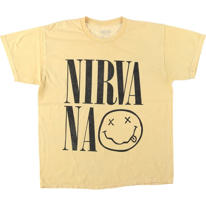 NIRVANA Nirvana Band T-shirt, Band T, Men's L size cotton yellow type Vintage Second Hand