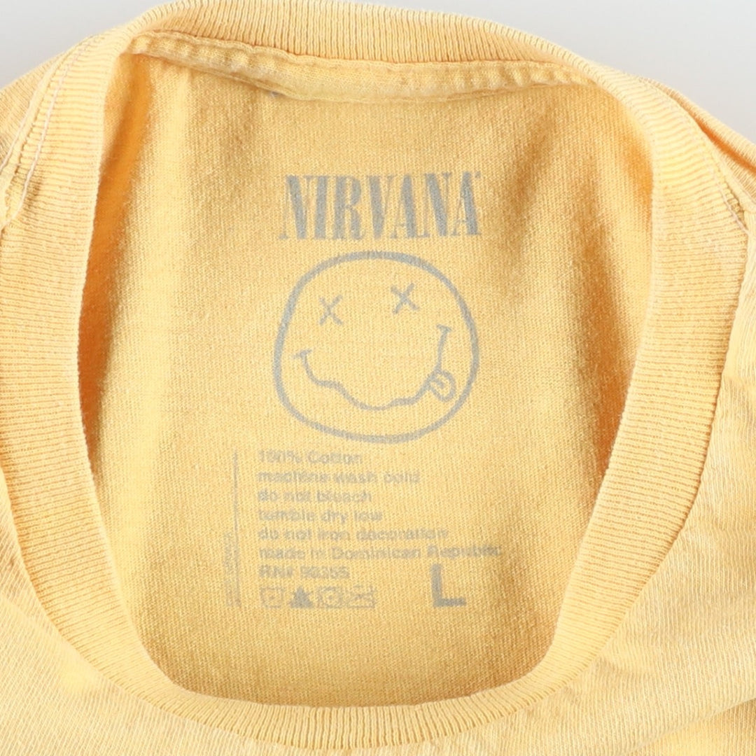 NIRVANA Nirvana Band T-shirt, Band T, Men's L size cotton yellow type Vintage Second Hand