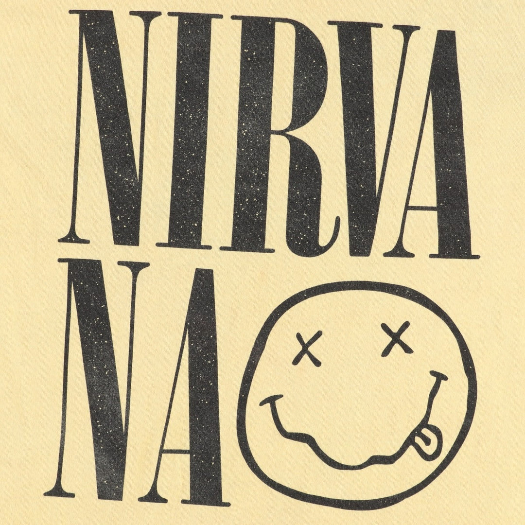 NIRVANA Nirvana Band T-shirt, Band T, Men's L size cotton yellow type Vintage Second Hand