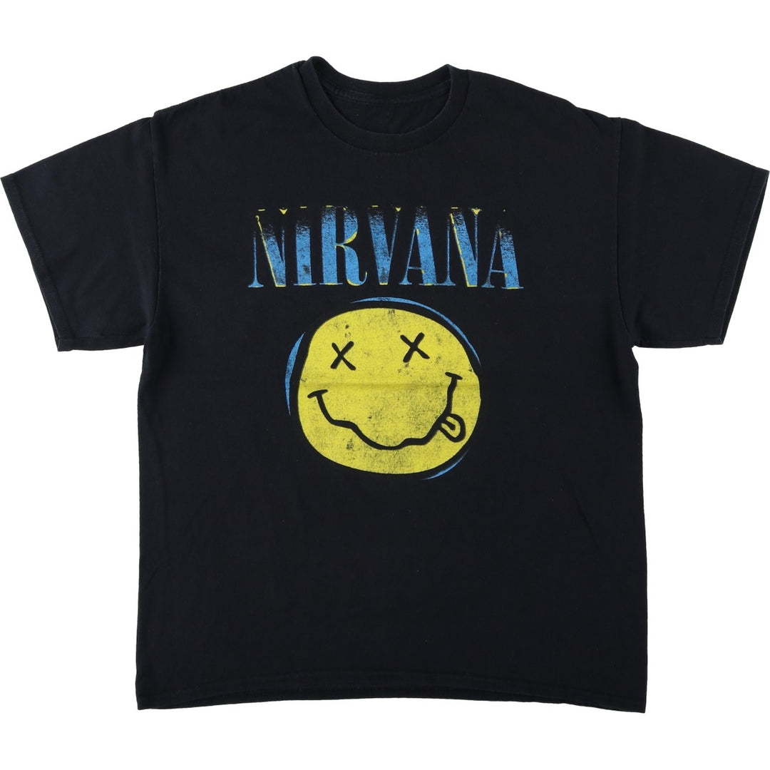 NIRVANA Nirvana Band T-shirt, Band T, Men's L size unclear black type Vintage Second Hand