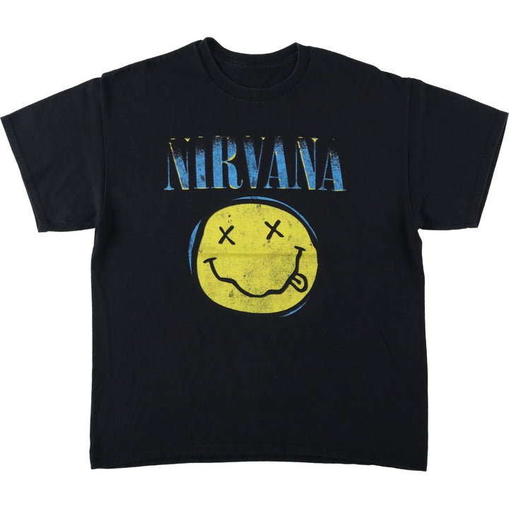 NIRVANA Nirvana Band T-shirt, Band T, Men's L size unclear black type Vintage Second Hand