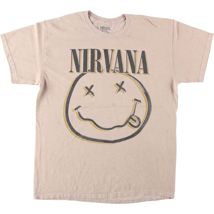 NIRVANA Nirvana Band T-shirt, Band T, Men's L size cotton Beige type Vintage Second Hand