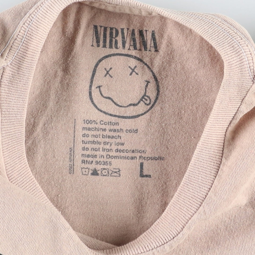 NIRVANA Nirvana Band T-shirt, Band T, Men's L size cotton Beige type Vintage Second Hand