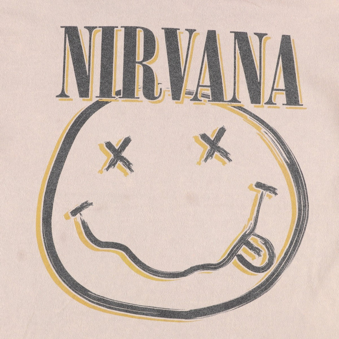 NIRVANA Nirvana Band T-shirt, Band T, Men's L size cotton Beige type Vintage Second Hand