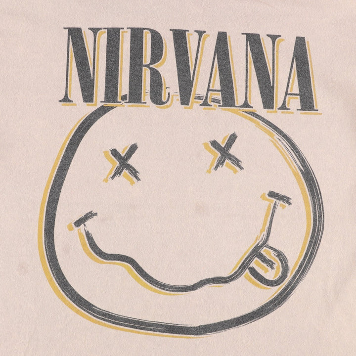 NIRVANA Nirvana Band T-shirt, Band T, Men's L size cotton Beige type Vintage Second Hand