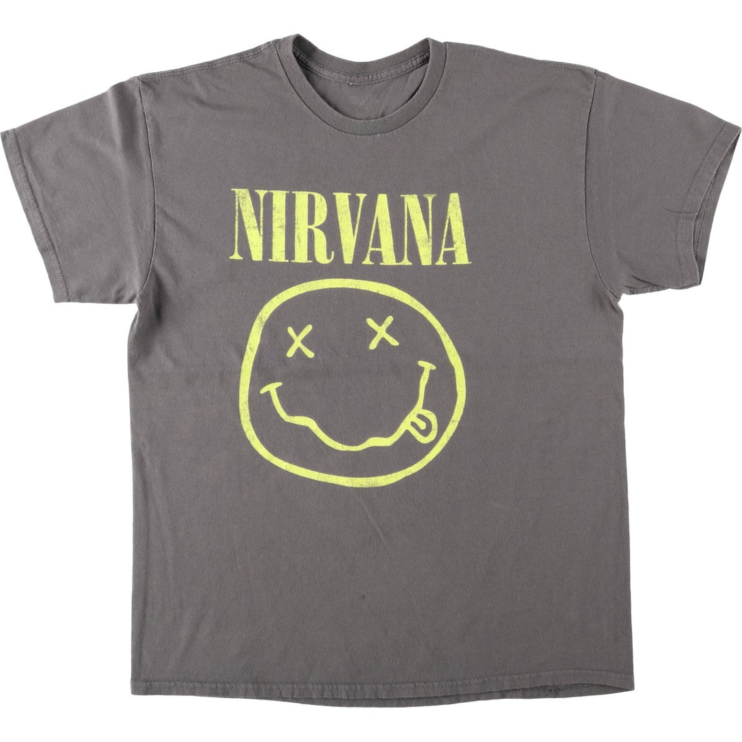 NIRVANA Nirvana Band T-shirt, Band T, Men's L size cotton Charcoal Vintage Second Hand