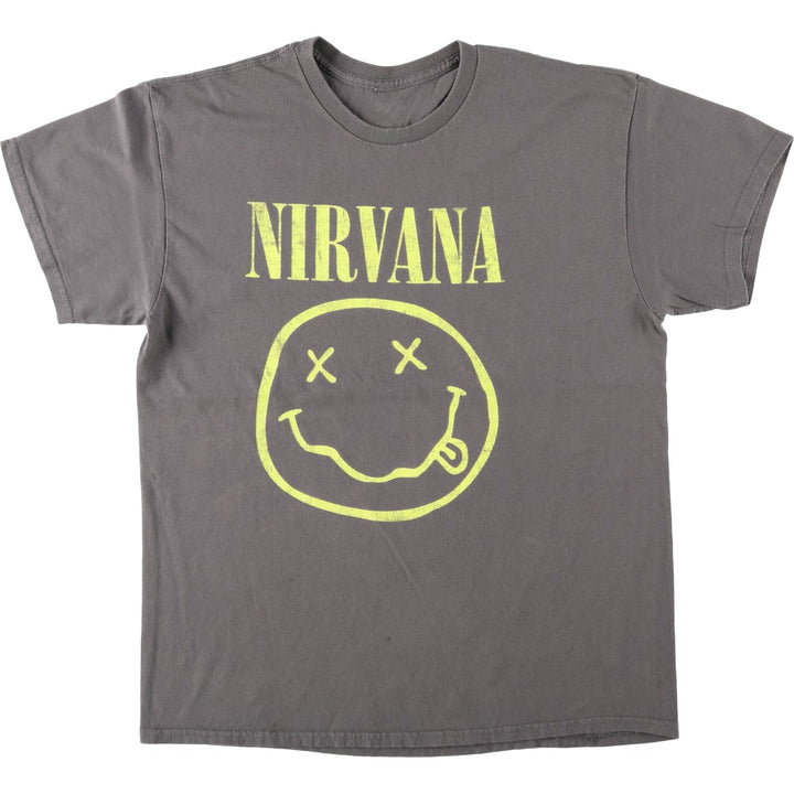 NIRVANA Nirvana Band T-shirt, Band T, Men's L size cotton Charcoal Vintage Second Hand
