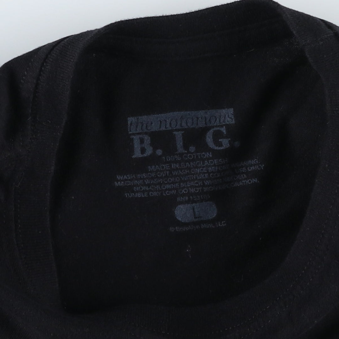 THE NOTORIOUS BIG Notorious BIG Rap T-shirt Rap T Men's L size cotton black type Vintage Second Hand