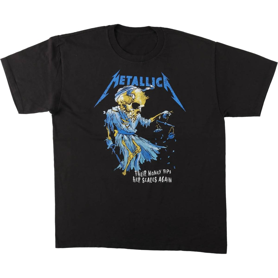 METALLICA Skull Pattern Band T-shirt, Band Tee, Men's XL size unclear black type Vintage Second Hand