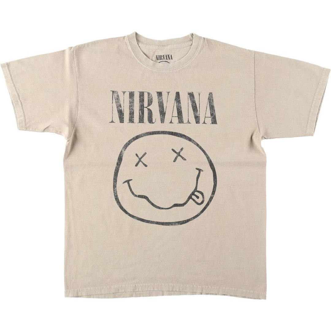 NIRVANA Nirvana Band T-shirt, Band T, Men's M size cotton Beige type Vintage Second Hand