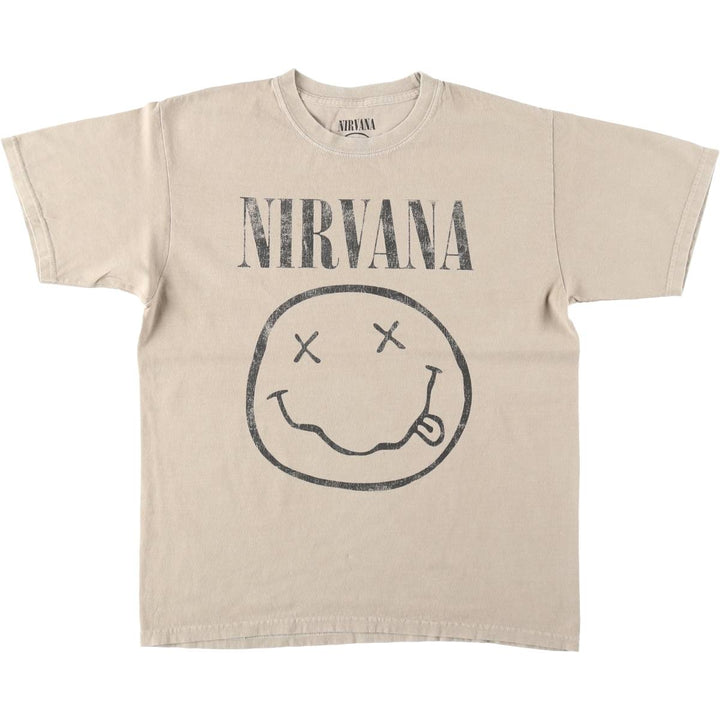 NIRVANA Nirvana Band T-shirt, Band T, Men's M size cotton Beige type Vintage Second Hand