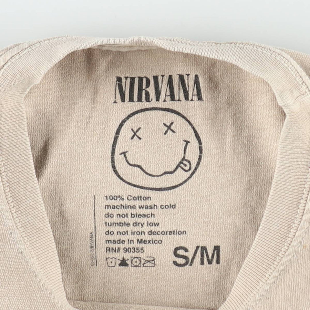 NIRVANA Nirvana Band T-shirt, Band T, Men's M size cotton Beige type Vintage Second Hand