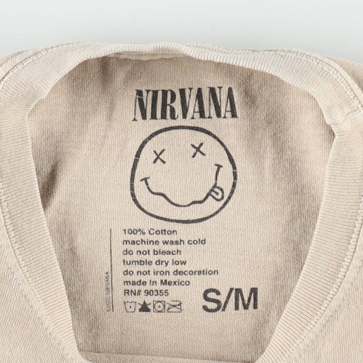 NIRVANA Nirvana Band T-shirt, Band T, Men's M size cotton Beige type Vintage Second Hand