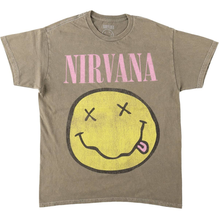 NIRVANA Nirvana Band T-shirt, Band T, Men's M size cotton beige type brown Vintage Second Hand