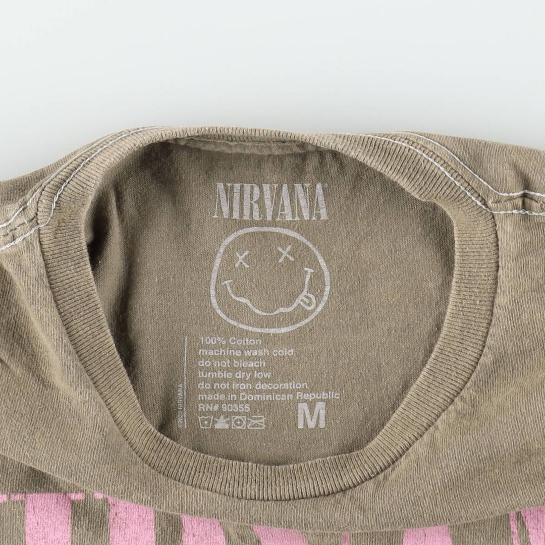 NIRVANA Nirvana Band T-shirt, Band T, Men's M size cotton beige type brown Vintage Second Hand